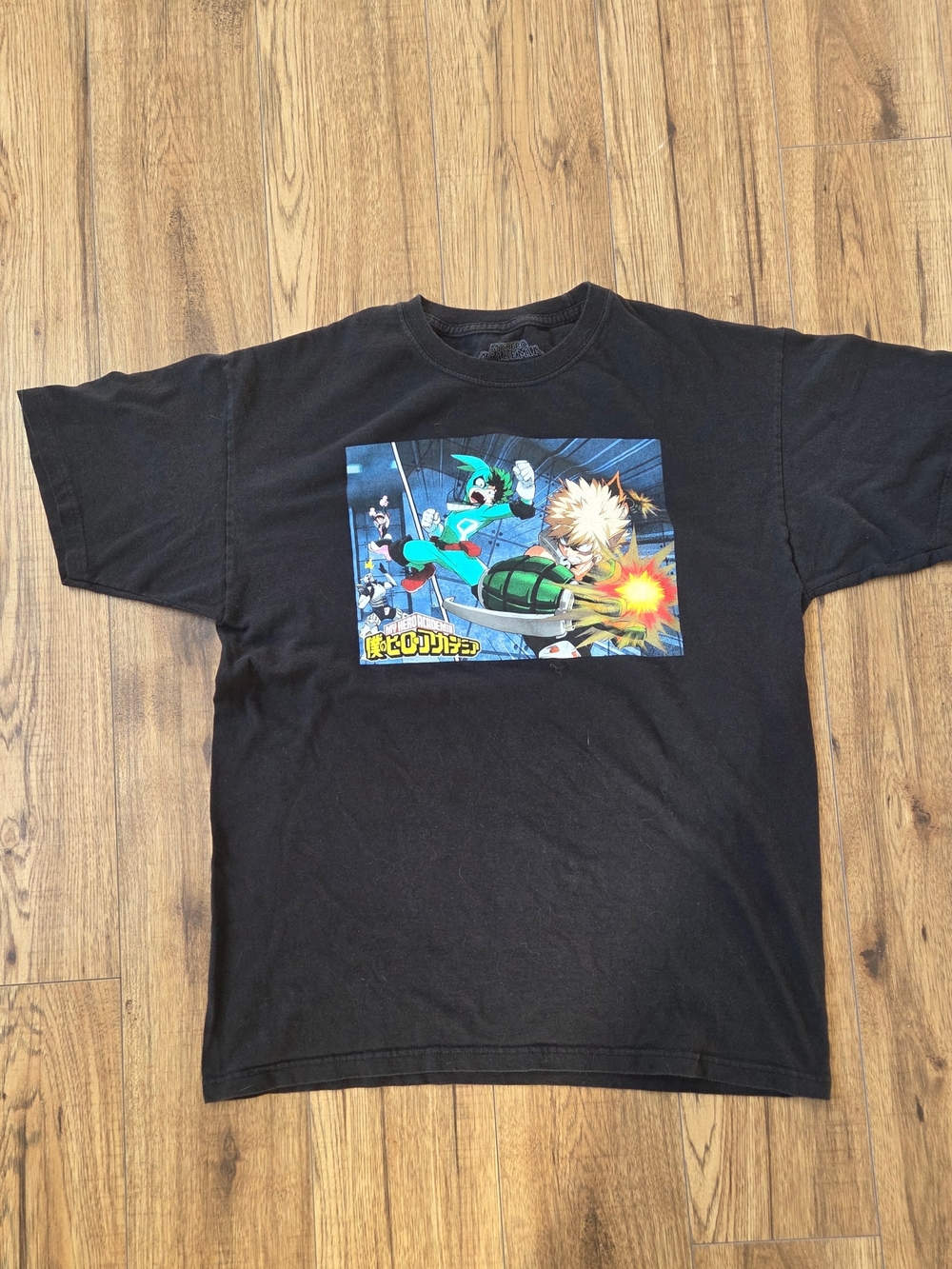 Funimation My Hero Academia Black Graphic Tee with Action Anime Print Size L